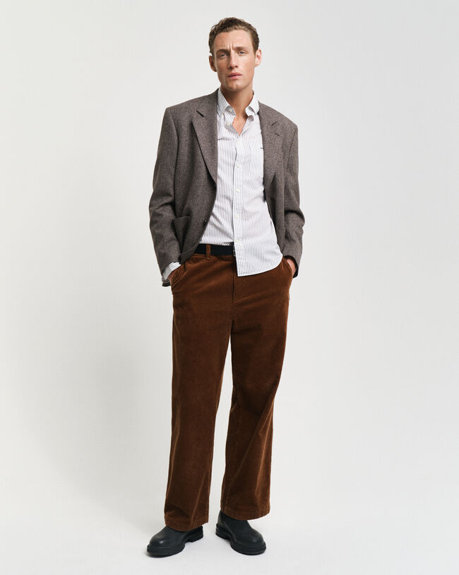 Regular fit poplin skjorte med striber