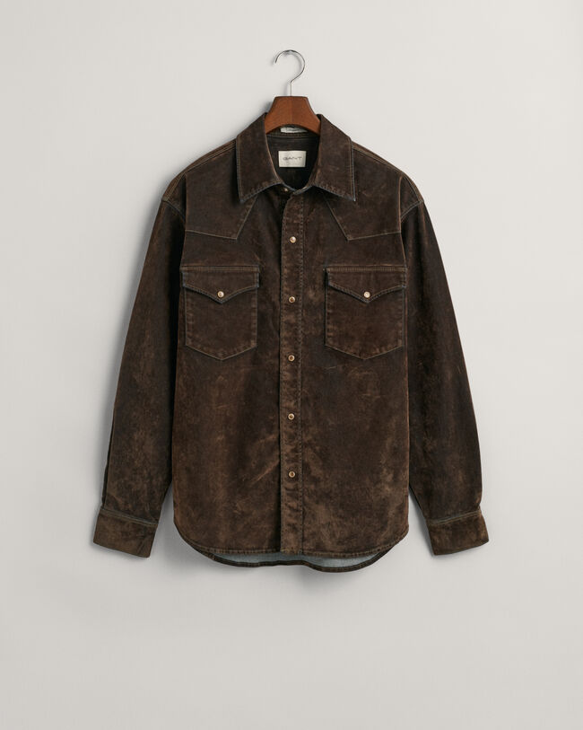 Oversized Rodeo skjorte af velouriseret fl&oslash;jl