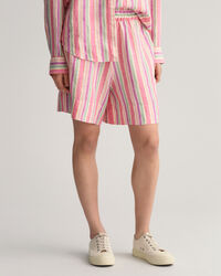 Flerstribede Pull-On-shorts af hør