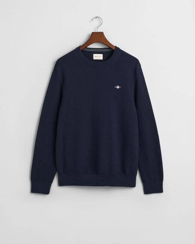 Mikro tekstureret crewneck sweater af bomuld