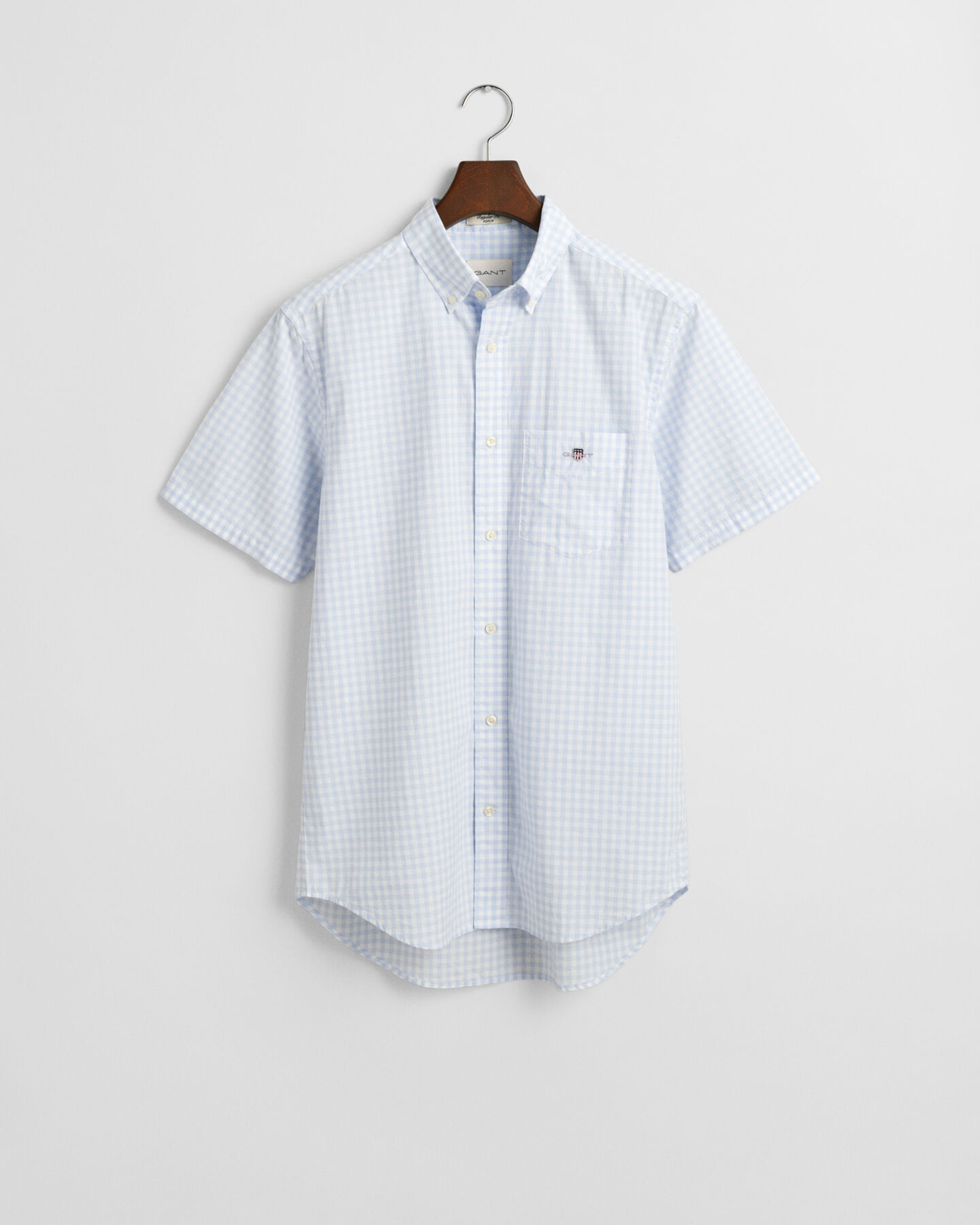 Regular fit klassisk gingham poplin-skjorte med korte ærmer