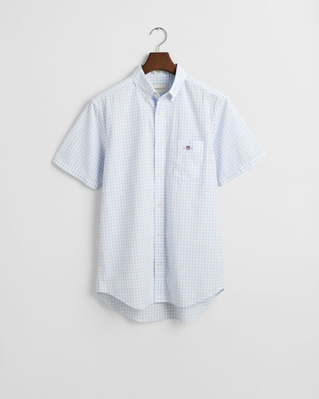 Regular fit klassisk gingham poplin-skjorte med korte ærmer