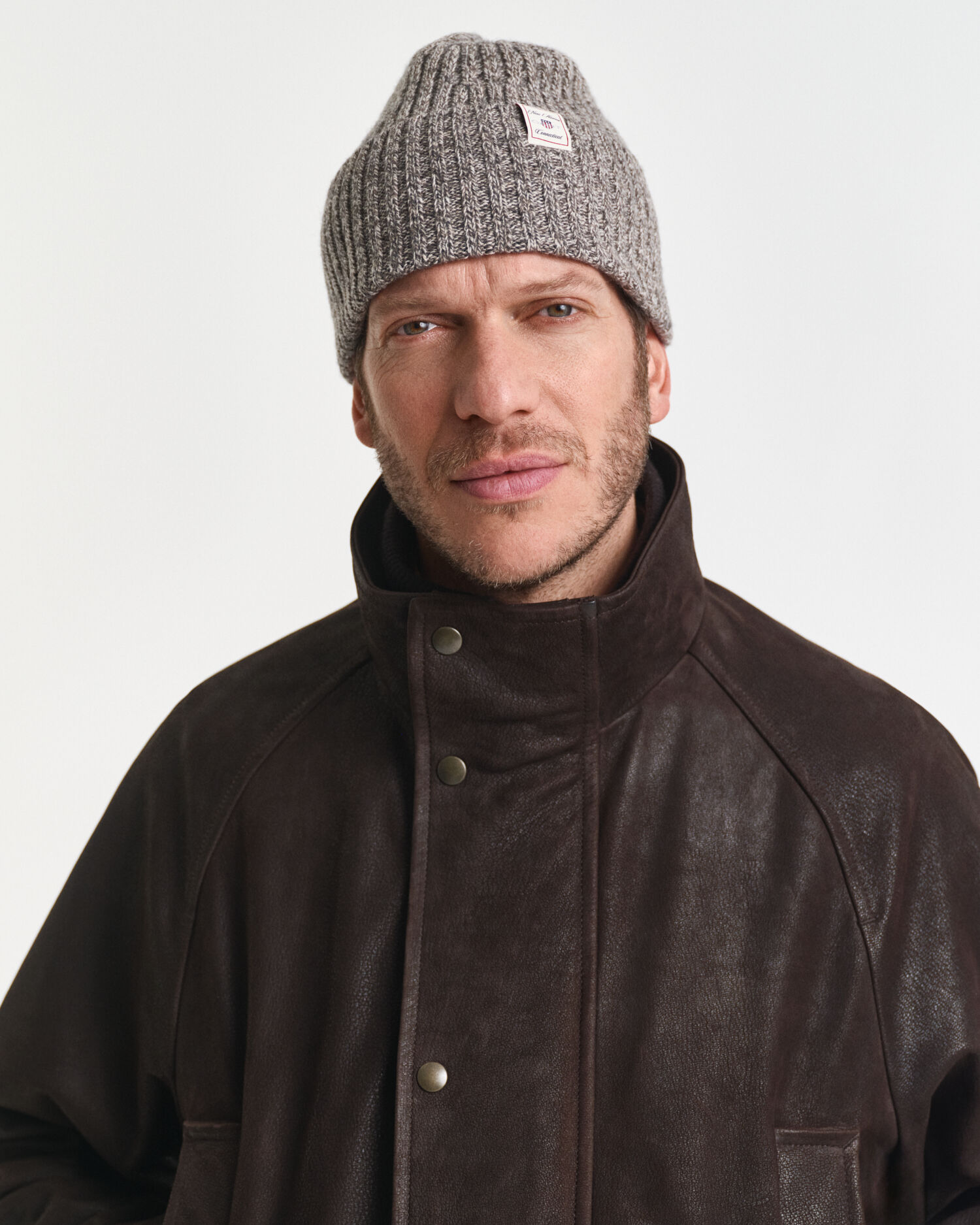 Beanie i mouliné uldblanding