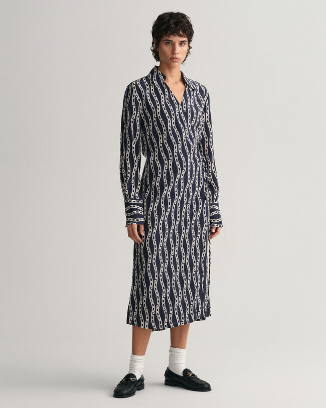 Slå-om kjole med Chain-tryk