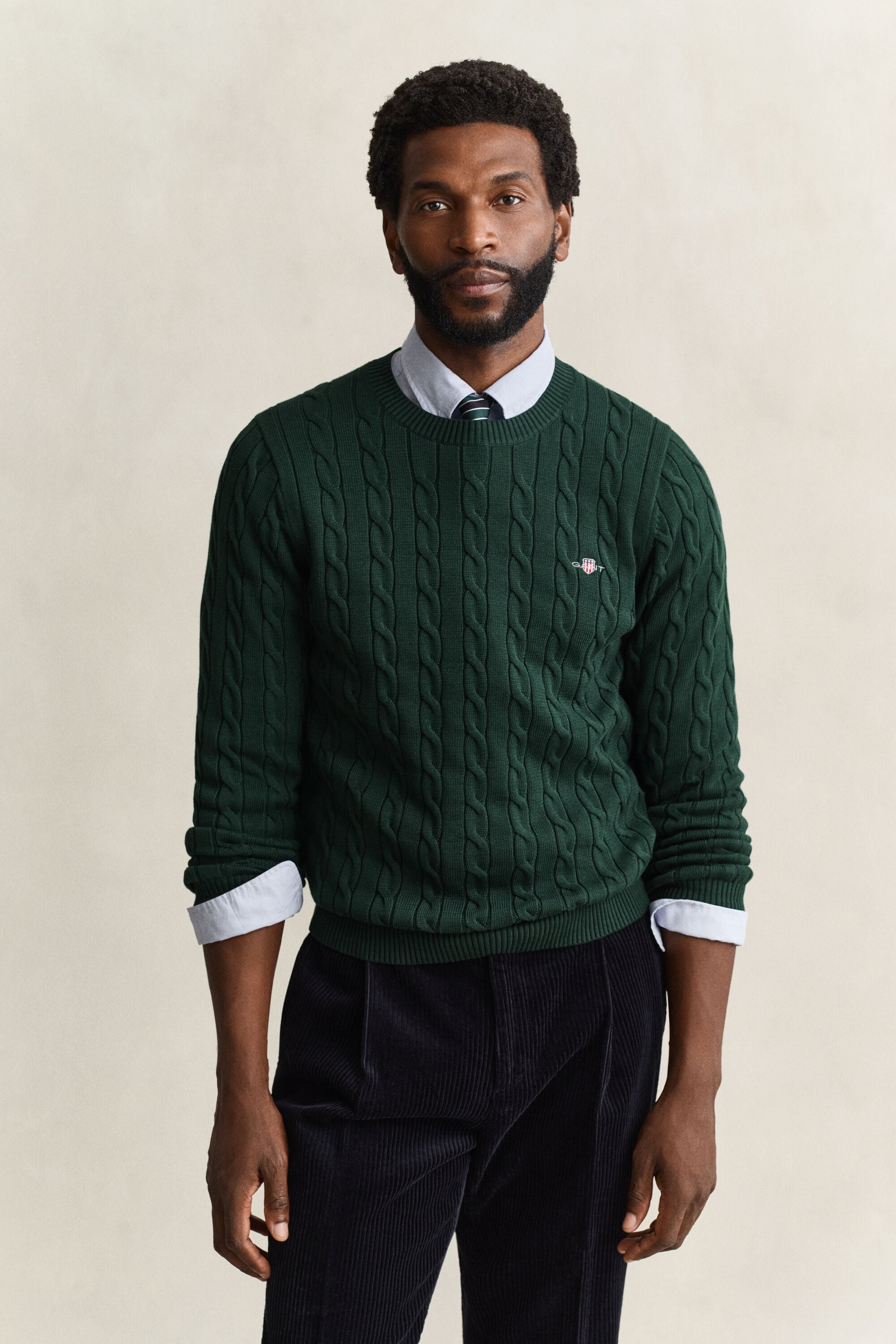 Classic sweater med kabelstrik