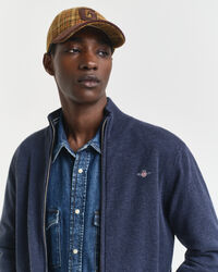 Cardigan af ekstra fin lammeuld med lynlås