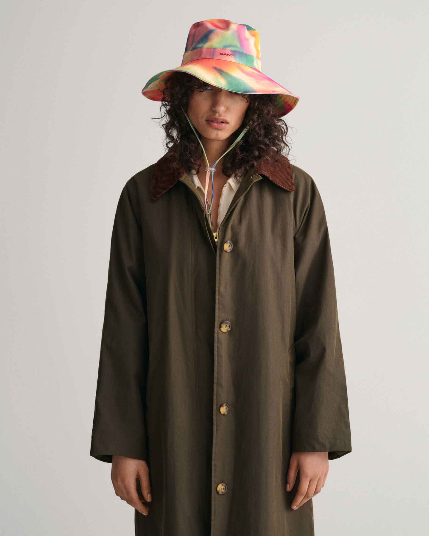 Solhat af bomuldstwill med tryk