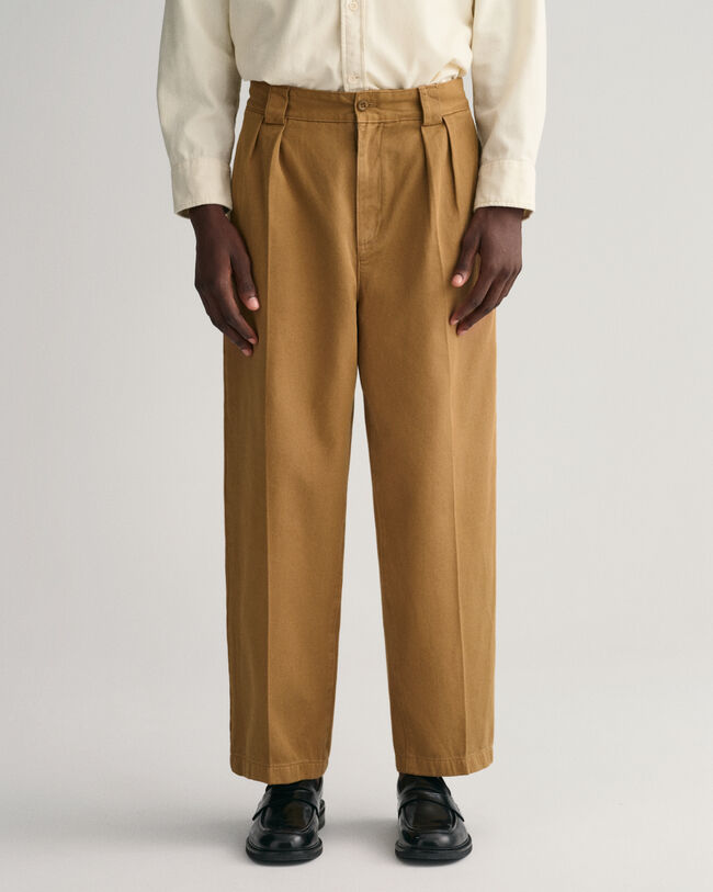 Twill chinobukser med l&aelig;g