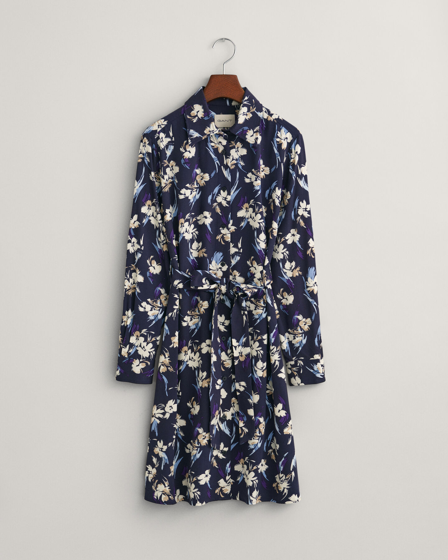 Skjortekjole med blomstertryk