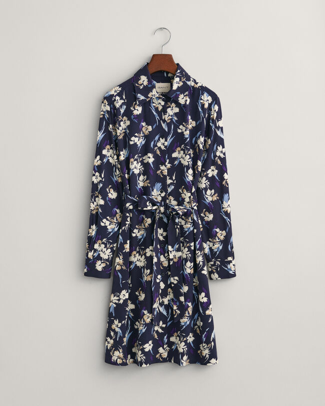 Skjortekjole med blomstertryk