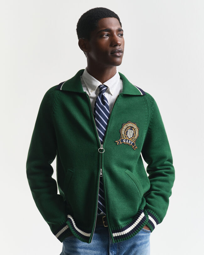 Cardigan med GANT 1949-grafik og lynlås