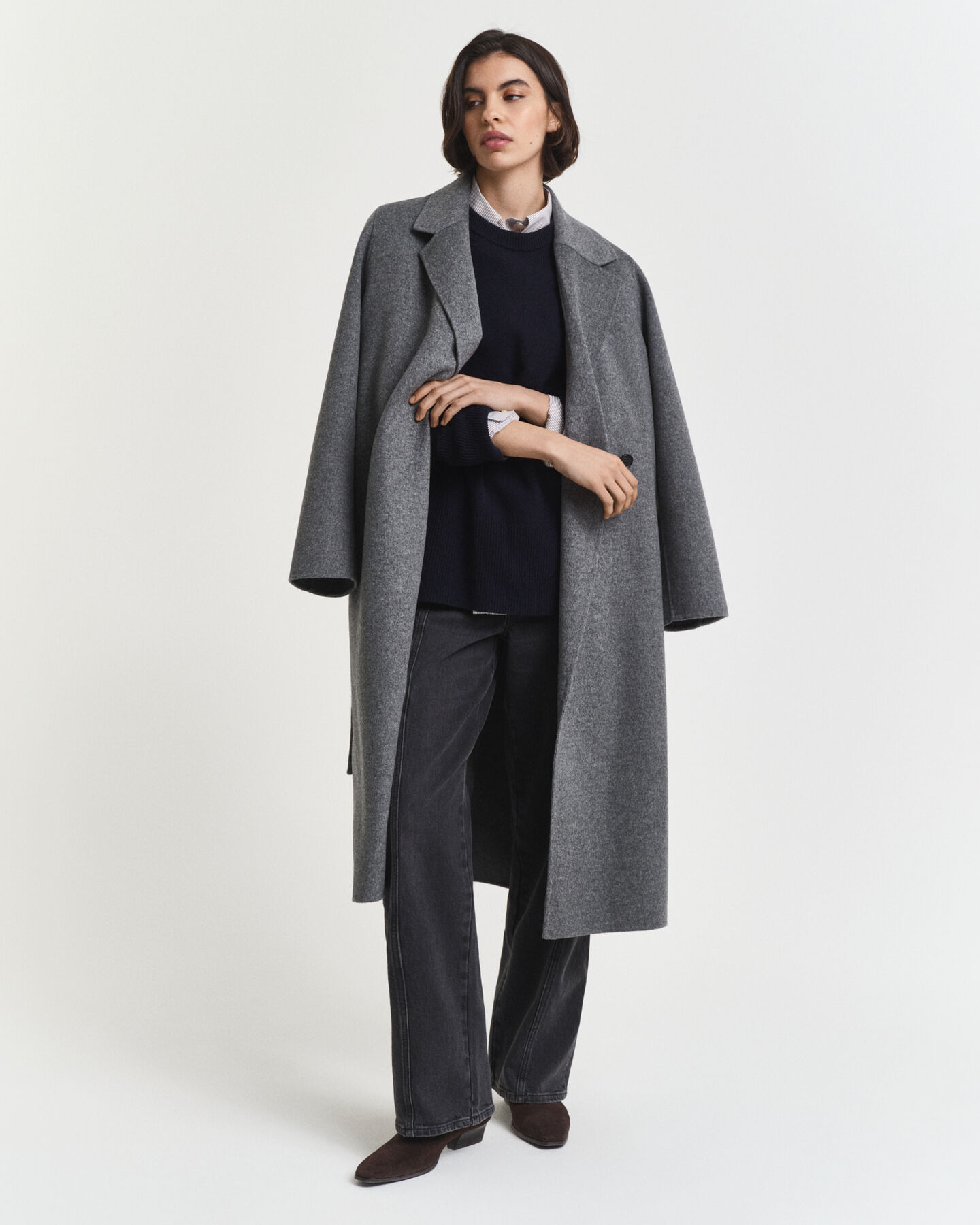 Sweater med crewneck i en blød uld- og kashmirblanding