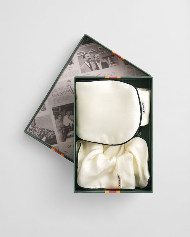 Gavesæt med sovemaske og hårbånd af silke