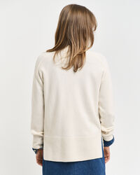 Crewneck sweater med sildebensm&oslash;nstrede detaljer