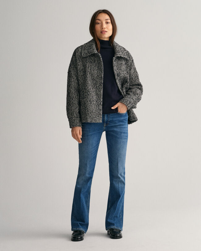 Sweater med st&aring;ende krave i ekstra fin lammeuld