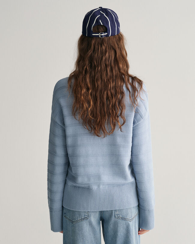 Tonal stribet crewneck sweater i bomuld