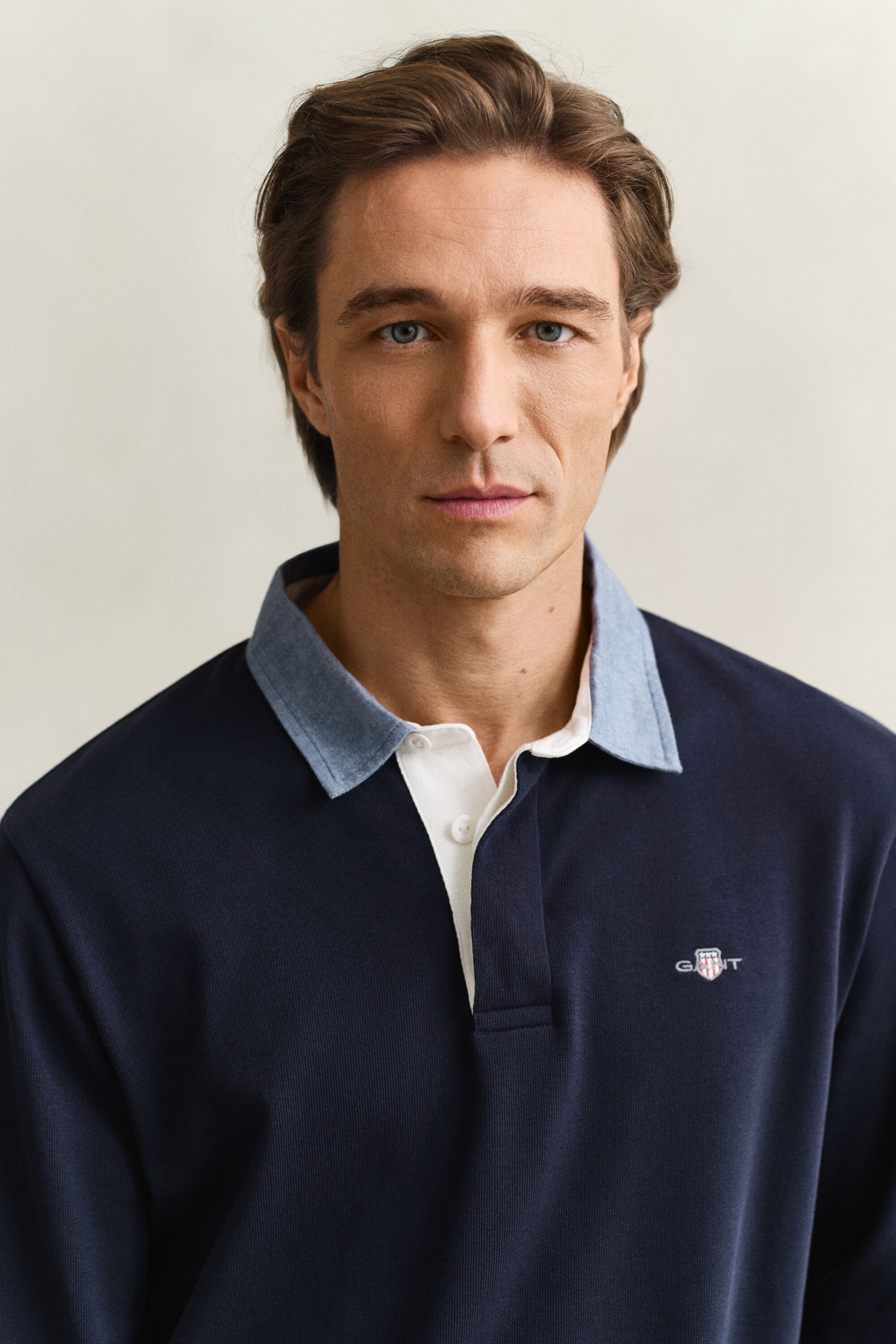 Heavy Rugger med krave i chambray