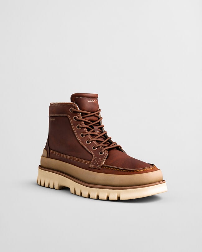 Nebrada mellemhøje læderstøvler