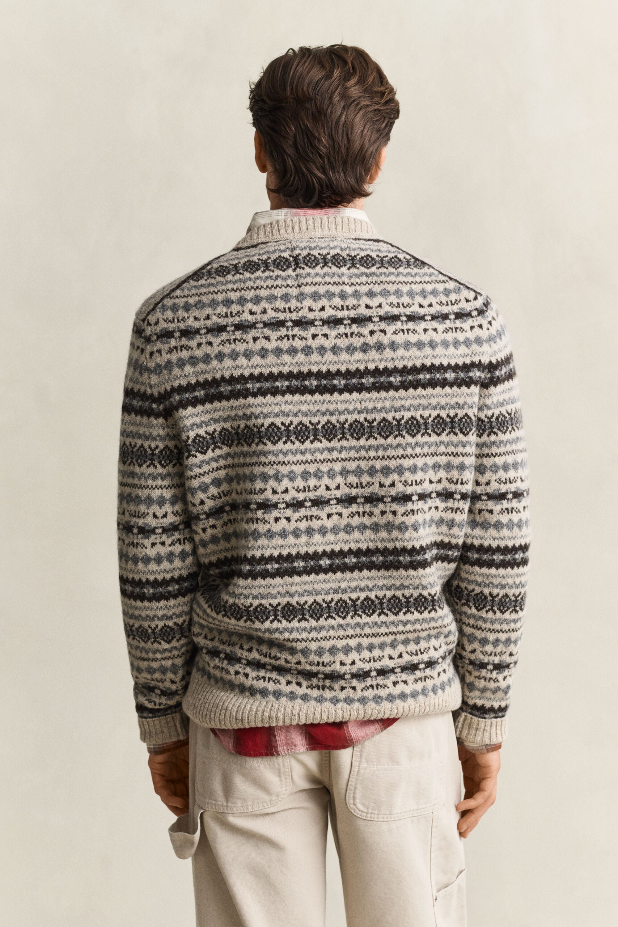 Jacquard sweater i børstet uld