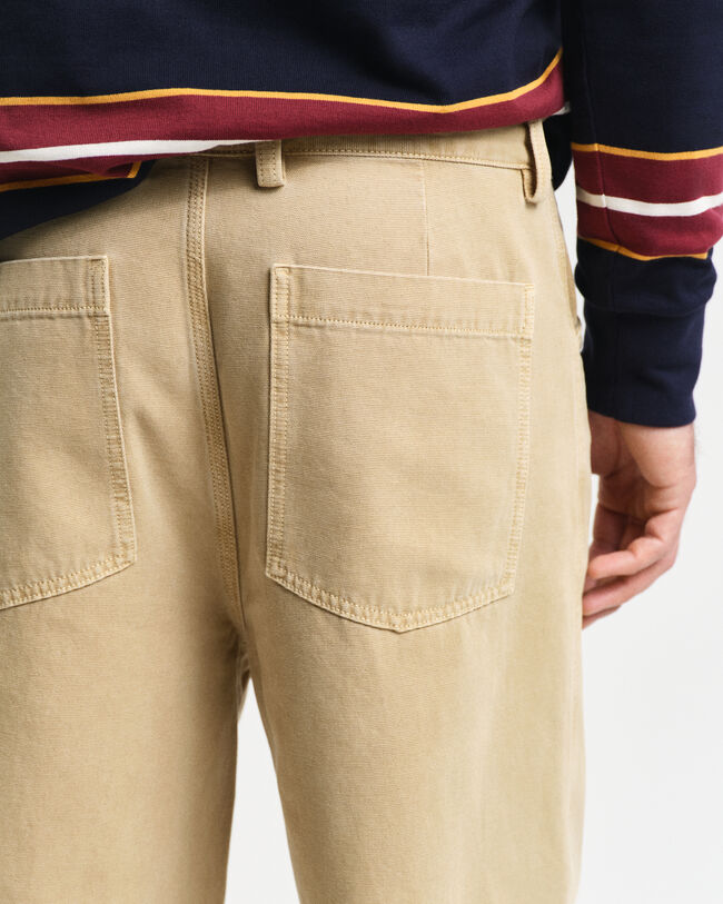 Relaxed fit lærredsbukser