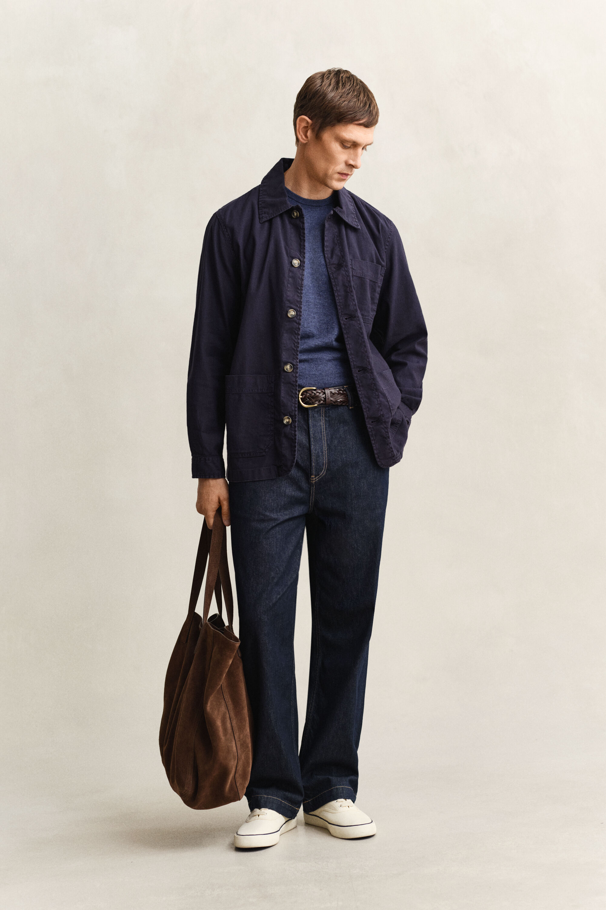 Kortærmet sweater af nopret bomuldsblanding