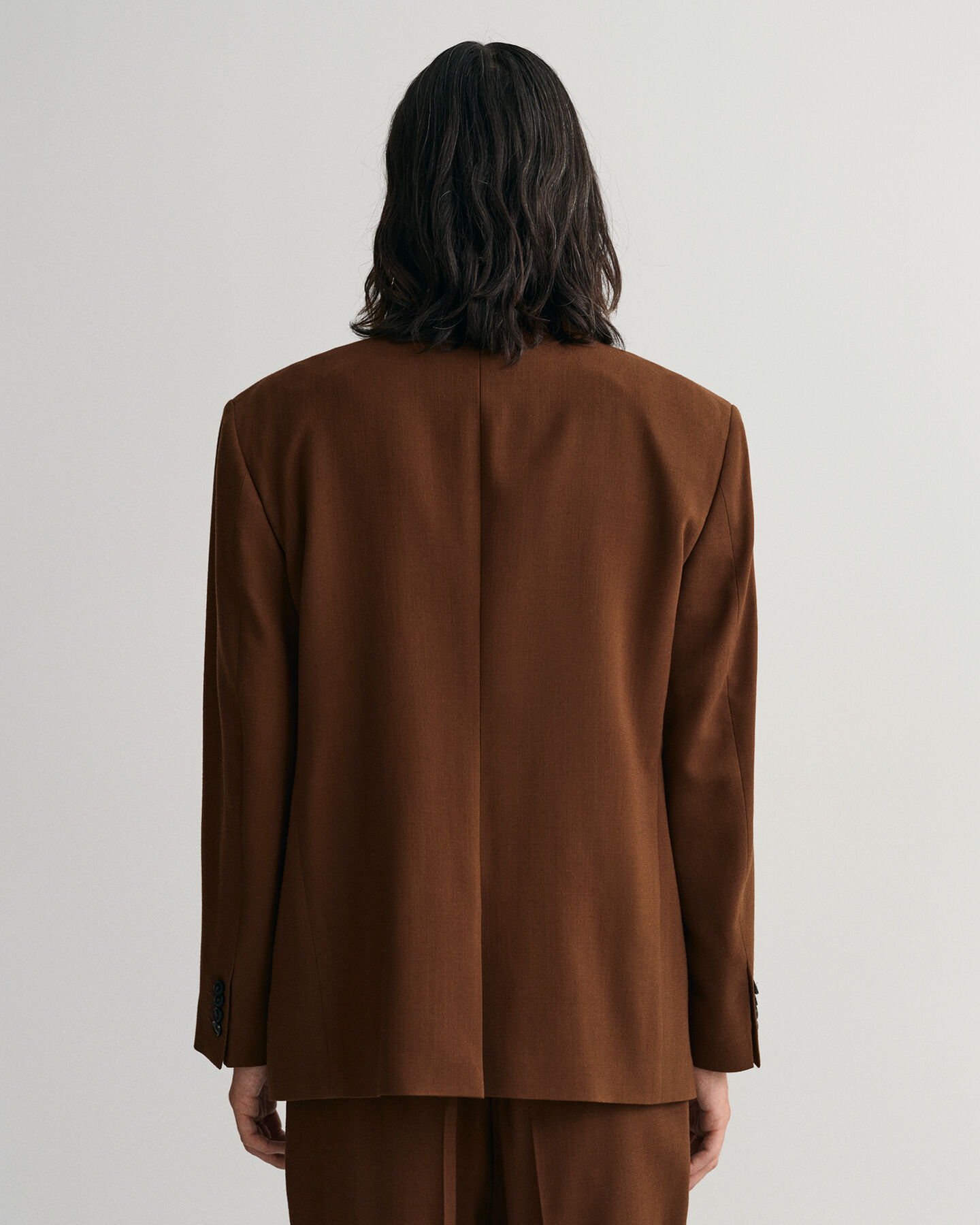 Oversized jakkesæt-blazer af uldcrepe