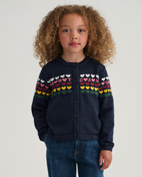 Girls cardigan med hjertestrik