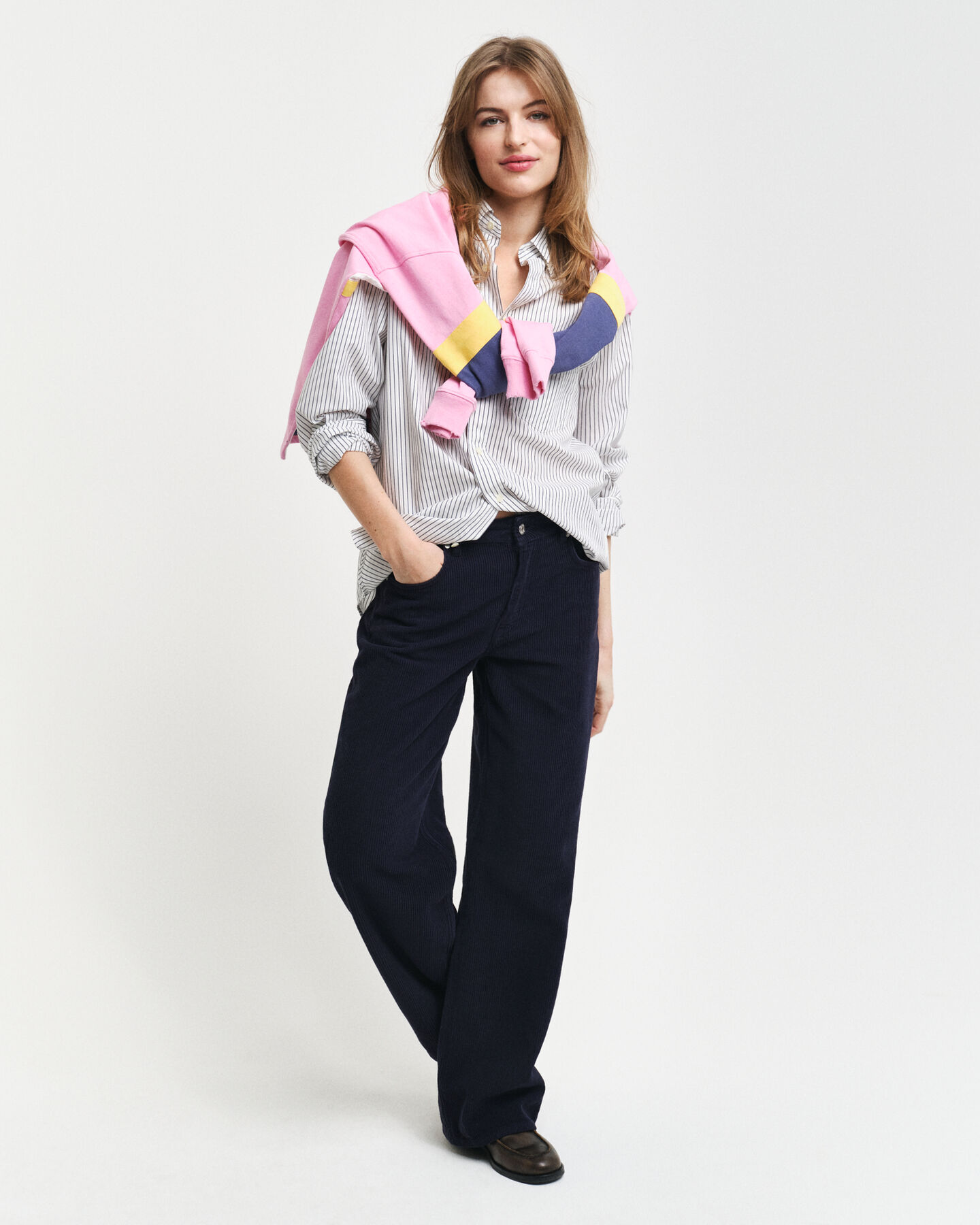 Regular fit poplin skjorte med striber