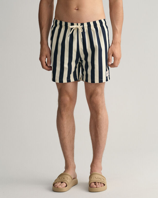 Classic fit blokstribede badeshorts