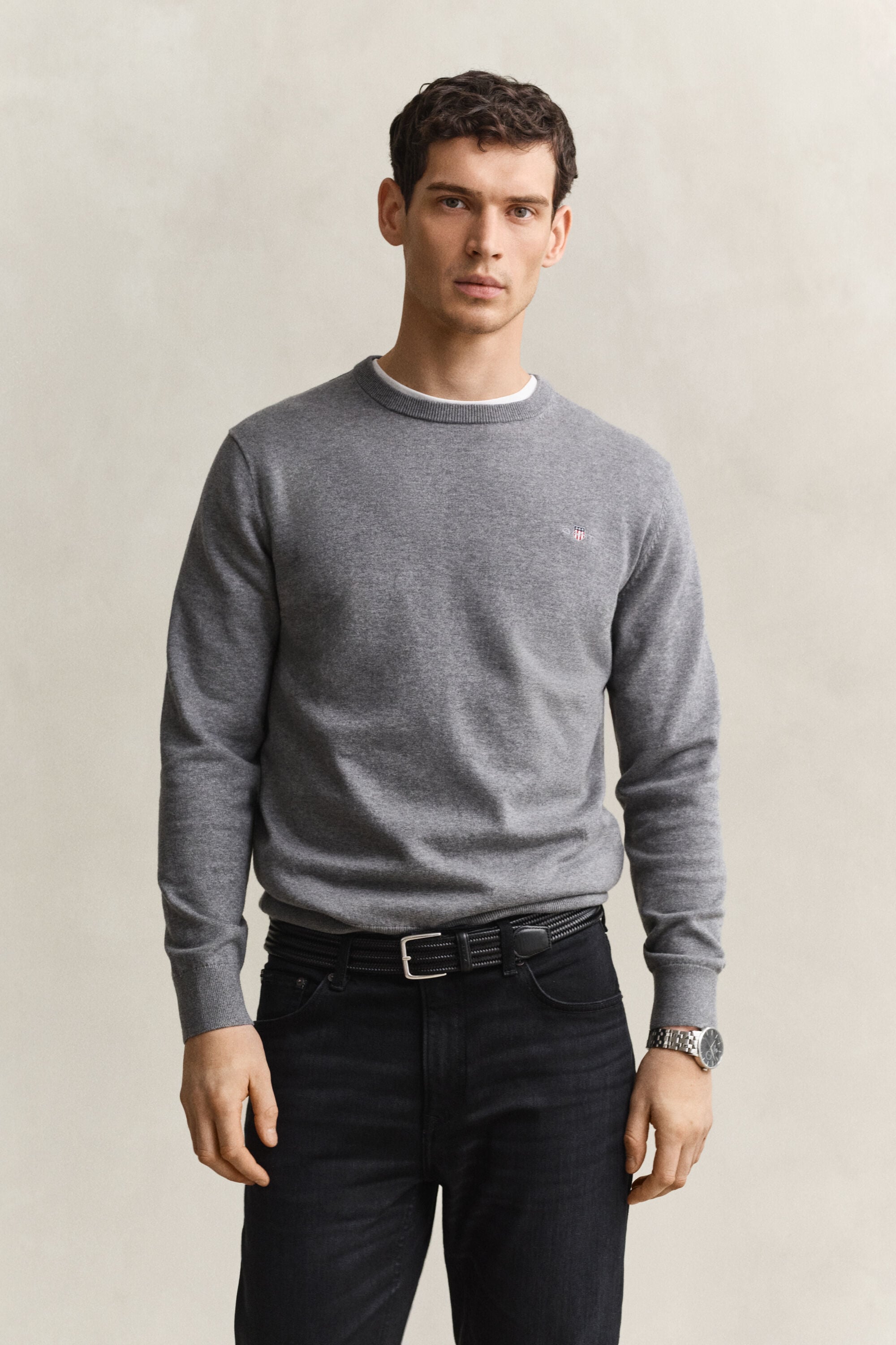 Crewneck sweater i bomuld
