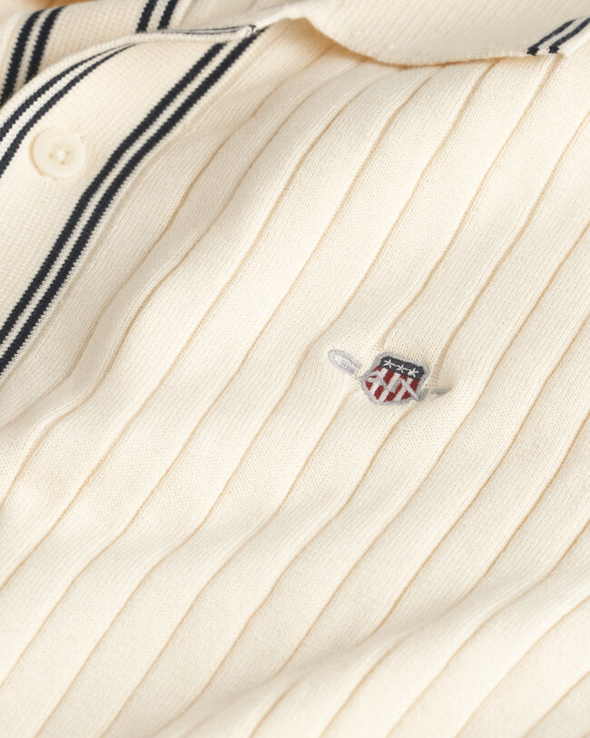 Ribstrikket poloskjorte af bomuld