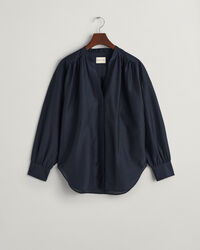 Bluse af bomuld og silke