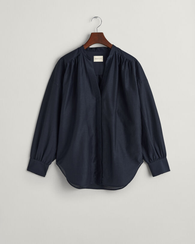 Bluse af bomuld og silke