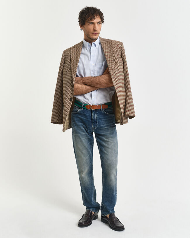 Regular fit klassisk gingham poplin-skjorte