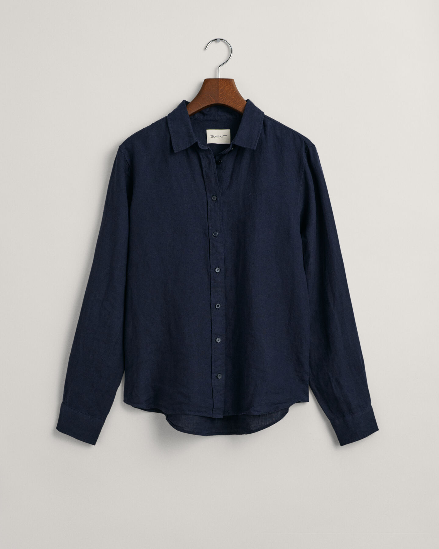 Regular fit skjorte af hør-chambray