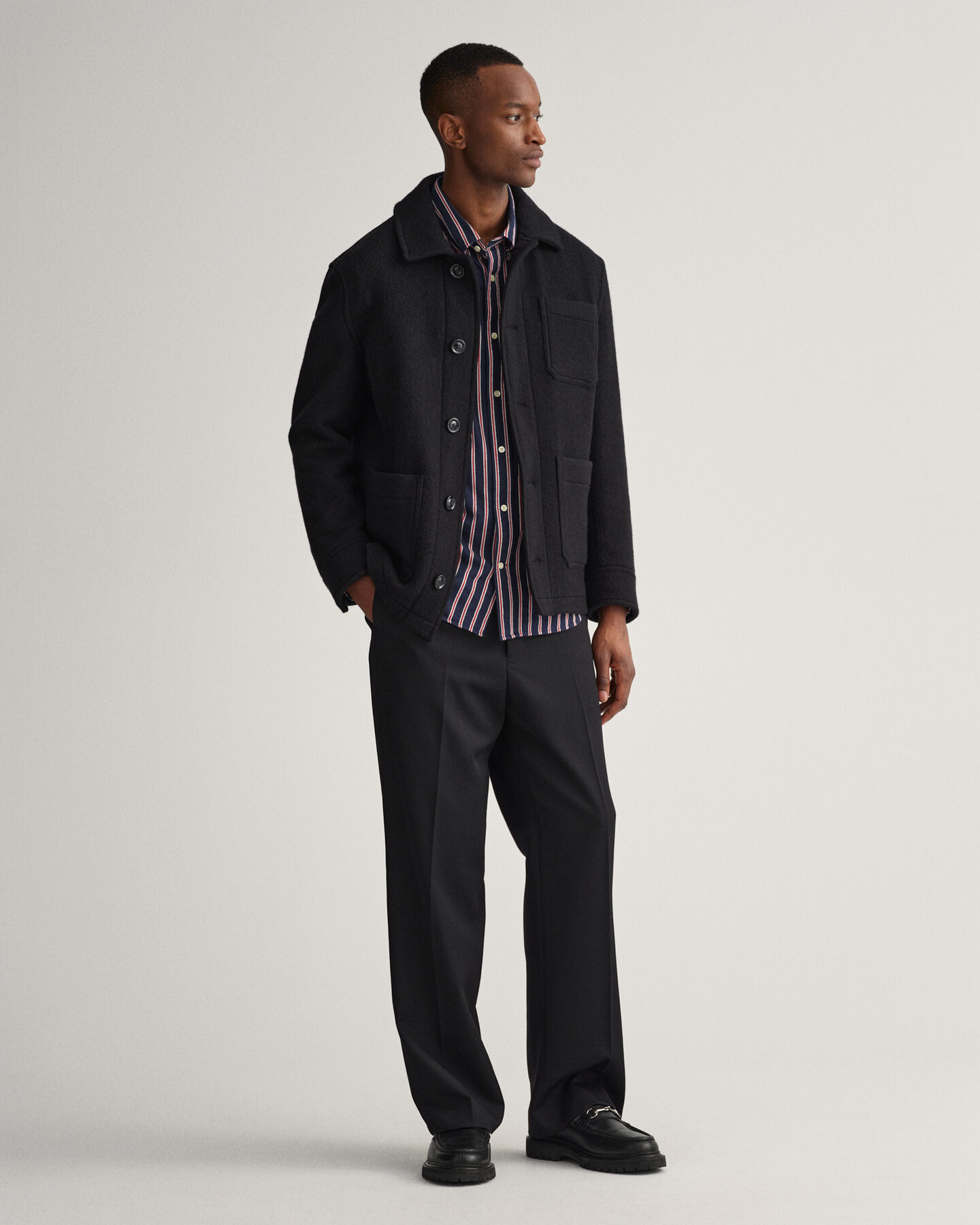 Relaxed fit dobby-stribet skjorte