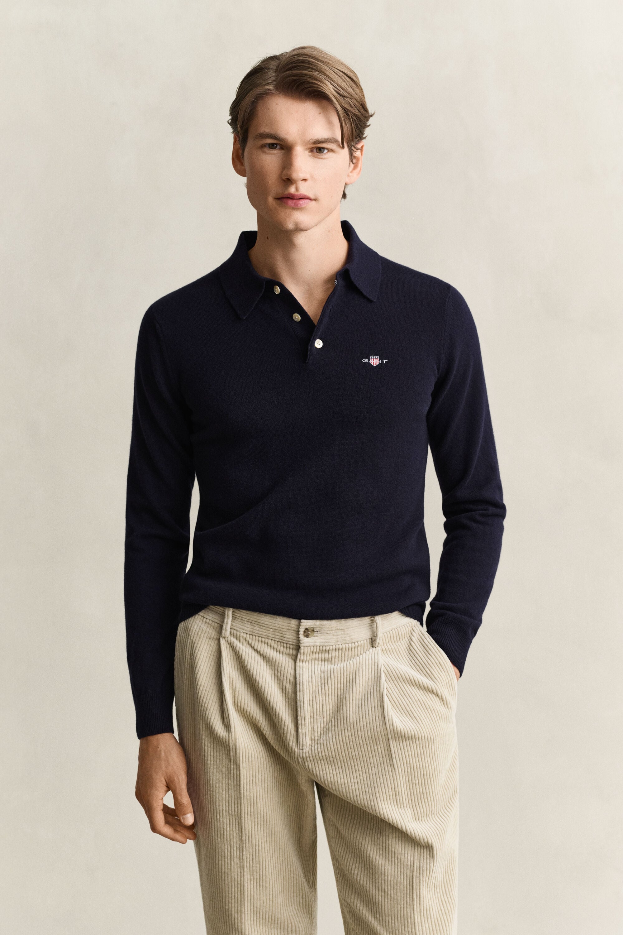 Polosweater af ekstra fin lammeuld