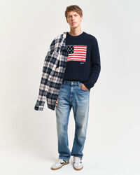 Crewneck sweater med flag-intarsia
