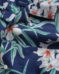 Relaxed fit Pure Prep Floral lyocell skjorte med korte &aelig;rmer