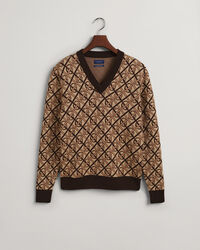 Monogram merino sweater med V-hals