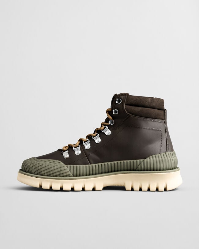 Nebrada mellemhøje læderstøvler