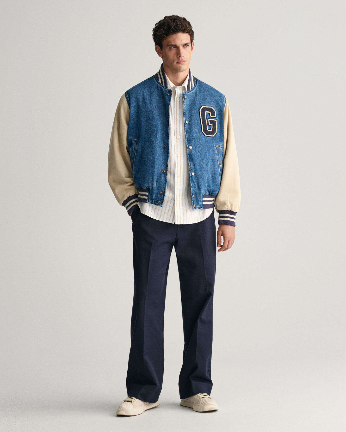 Relaxed fit Heritage Poplin skjorte med striber og korte &aelig;rmer