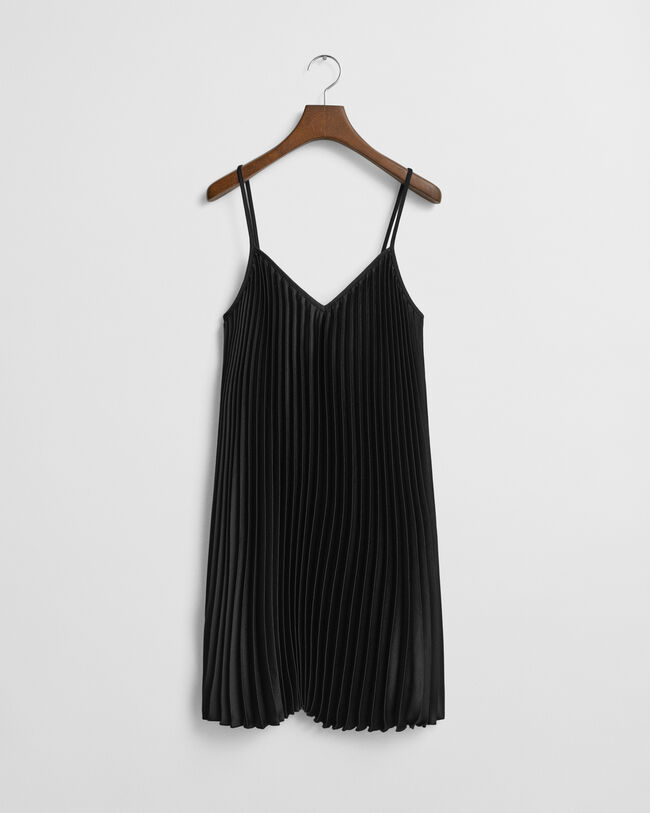 Plisseret mini satin-kjole med stropper