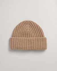 Ribstrikket beanie