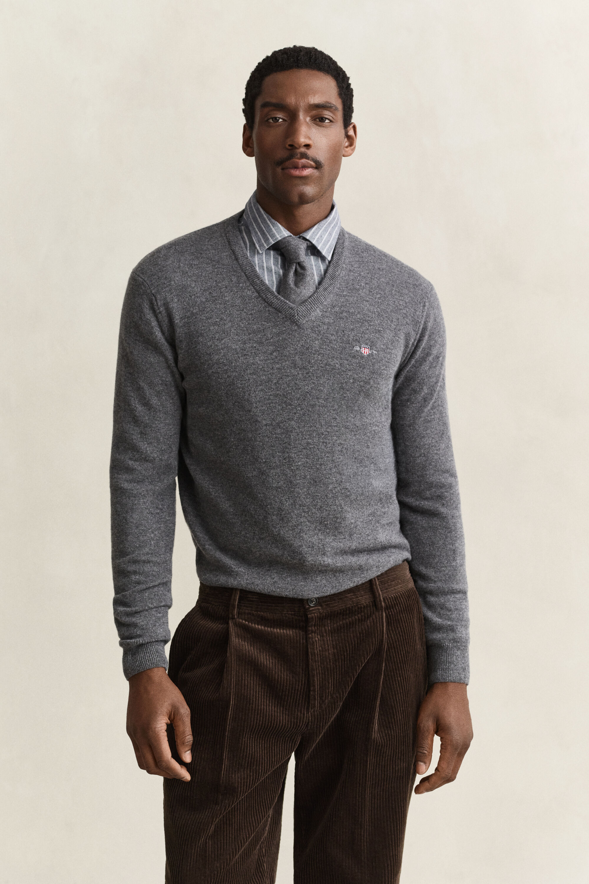 Sweater med V-hals i lammeuld