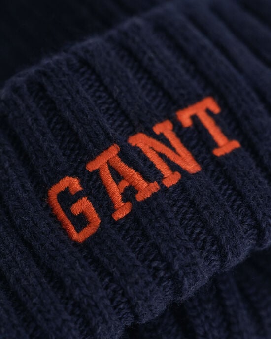 Kids beanie af bomuld med grafik