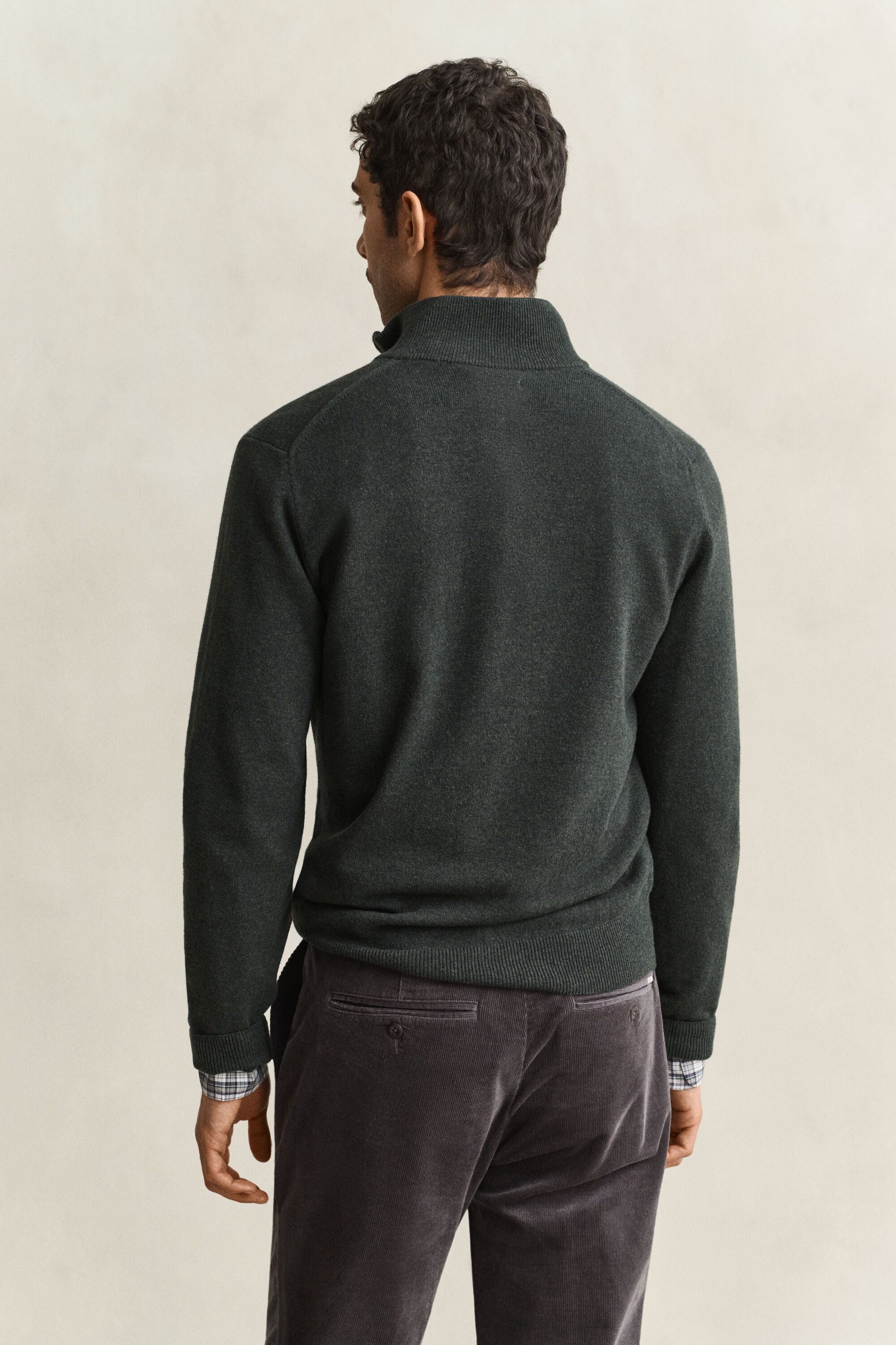 Sweater i lammeuld med halv lynlås