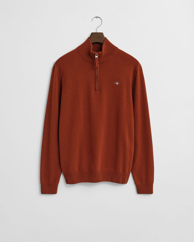 Sweater af ekstra fin lammeuld med halv lynlås