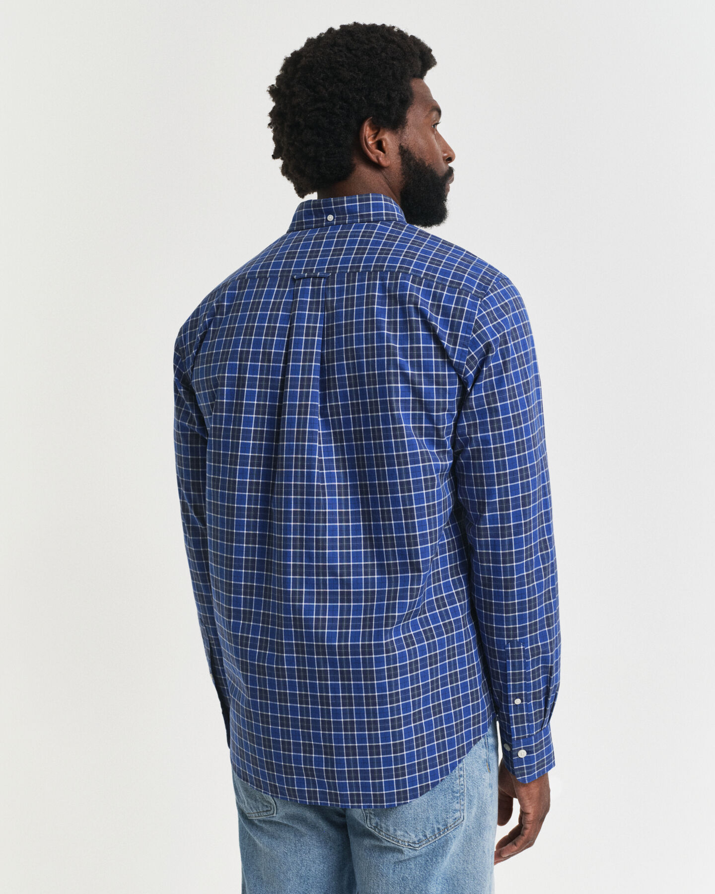 Regular fit klassisk poplin-skjorte med tern