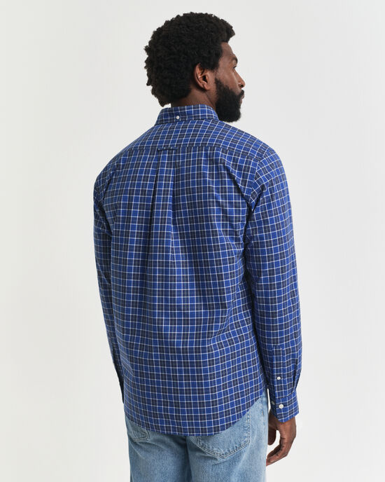 Regular fit klassisk poplin-skjorte med tern